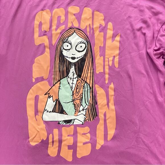 Sally The Nightmare Before Christmas Scream Queen purple pajama shirt top M B23 - Picture 3 of 7